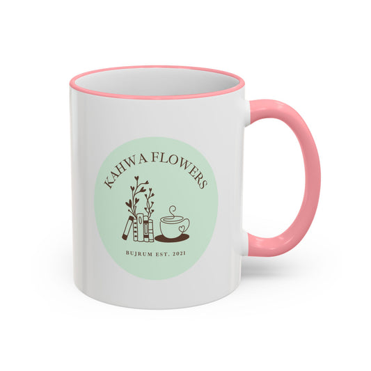 Kahwa Flowers logo Mug | Accent Rim & Handle Ceramic Mug