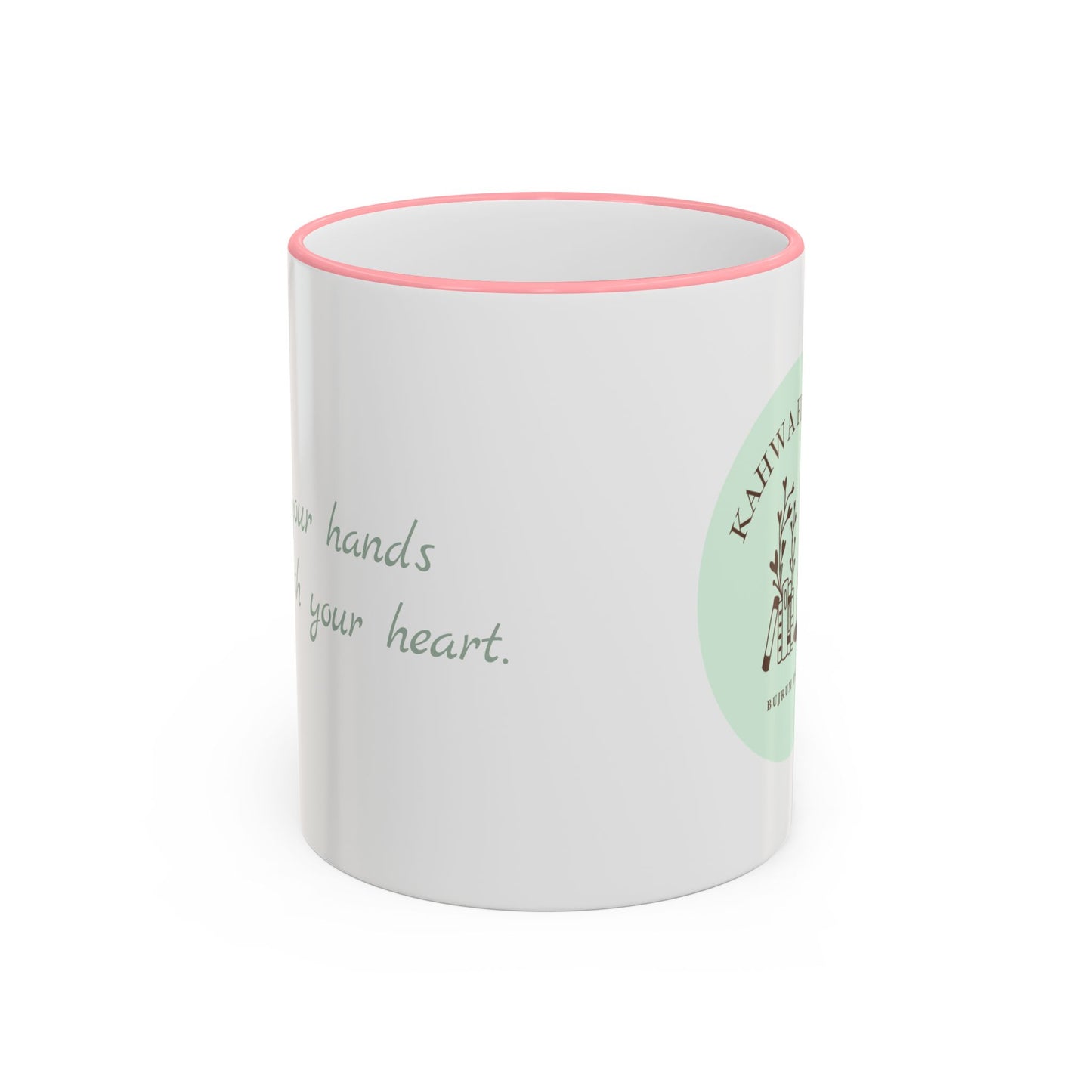 Kahwa Flowers logo Mug | Accent Rim & Handle Ceramic Mug