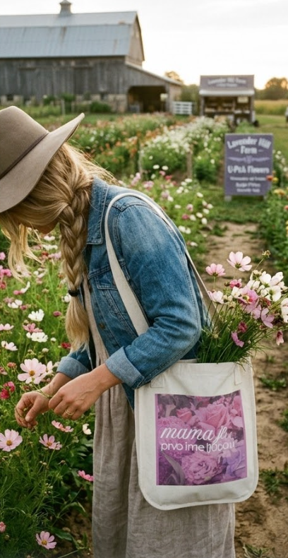 "Mama je prvo ime ljubavi" Organic Canvas Totebag