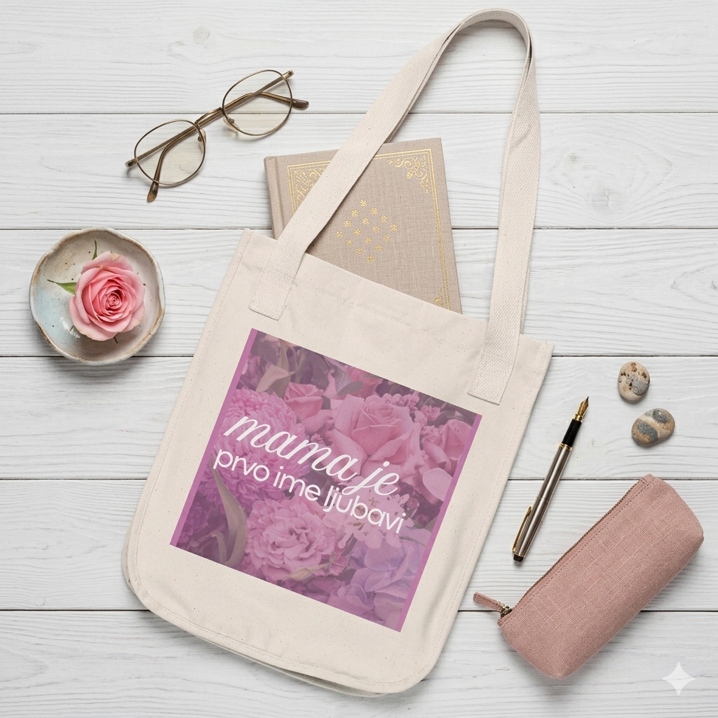 "Mama je prvo ime ljubavi" Organic Canvas Totebag